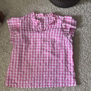 Pink and White Checkered Blouse